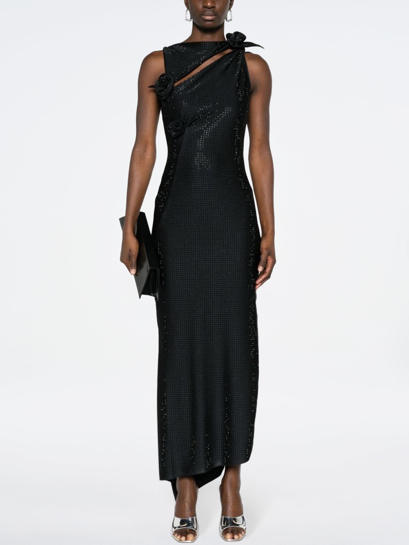 Asymmetrical Beaded Maxi Dress