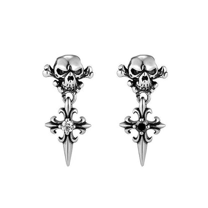 Zirconia Skull Earrings