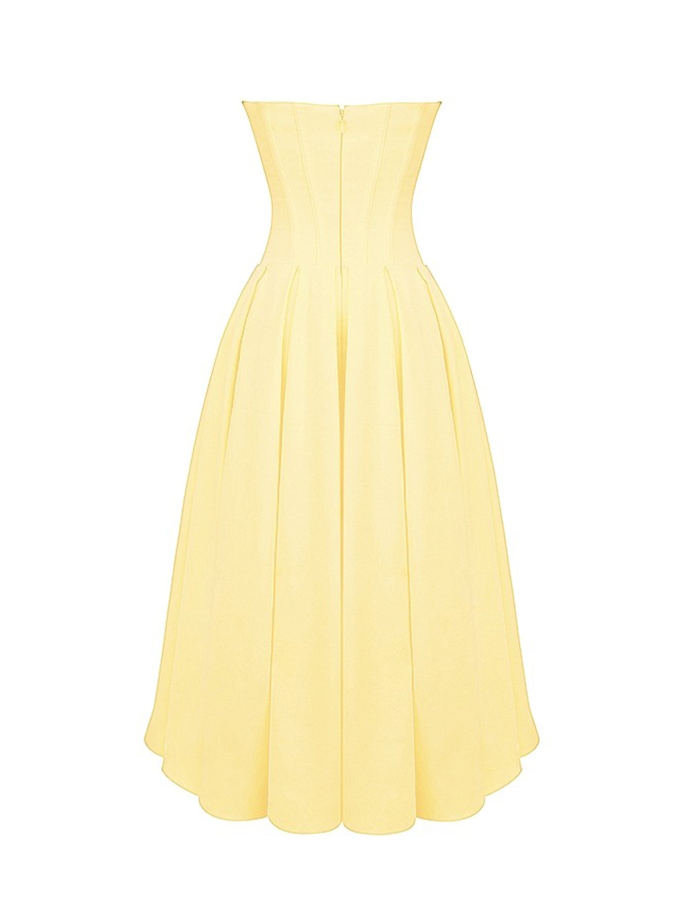 Solid Strapless Sleeveless Midi Dress