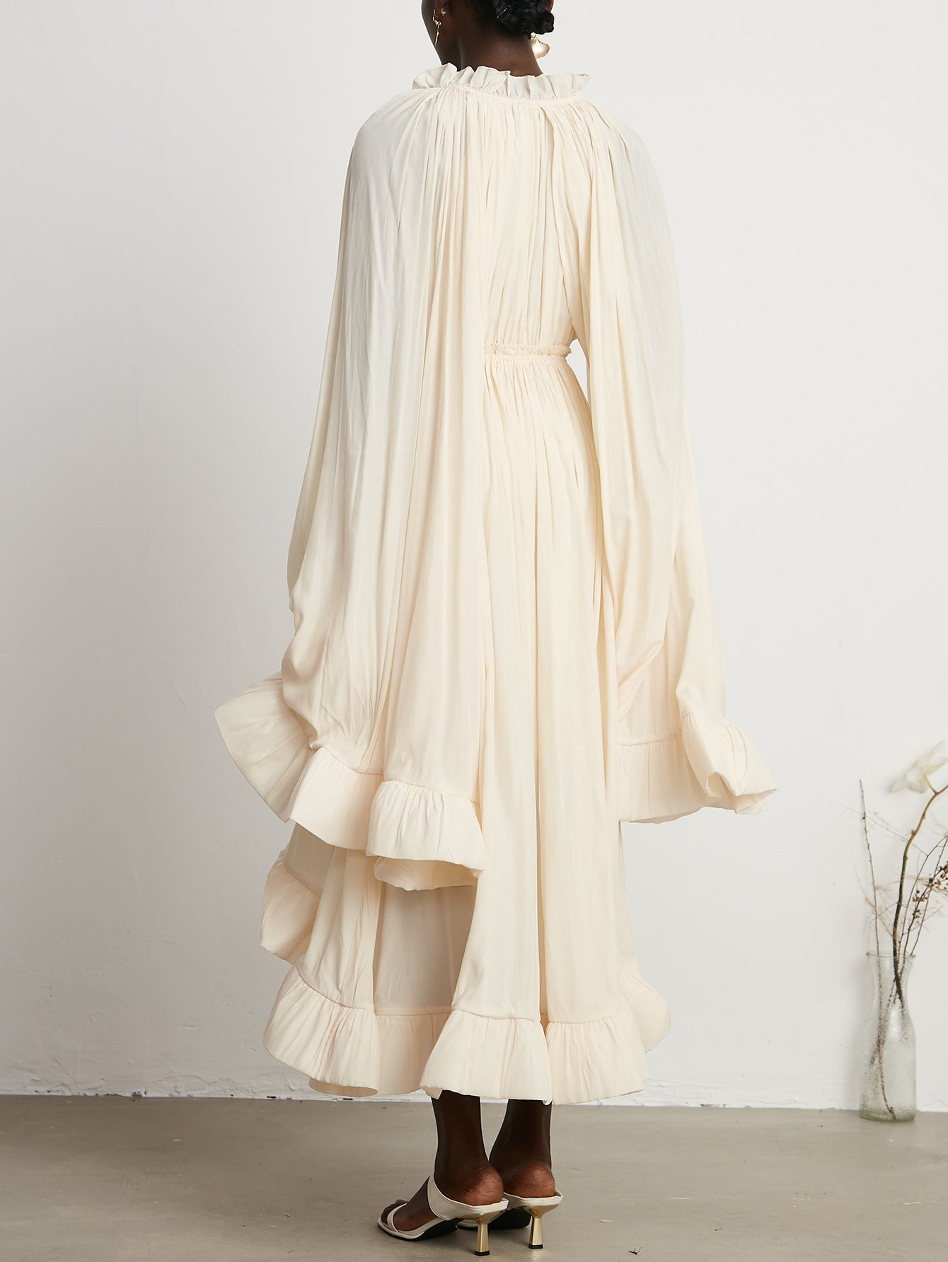 Cape-Back Pleated Gown - Timeless Elegance