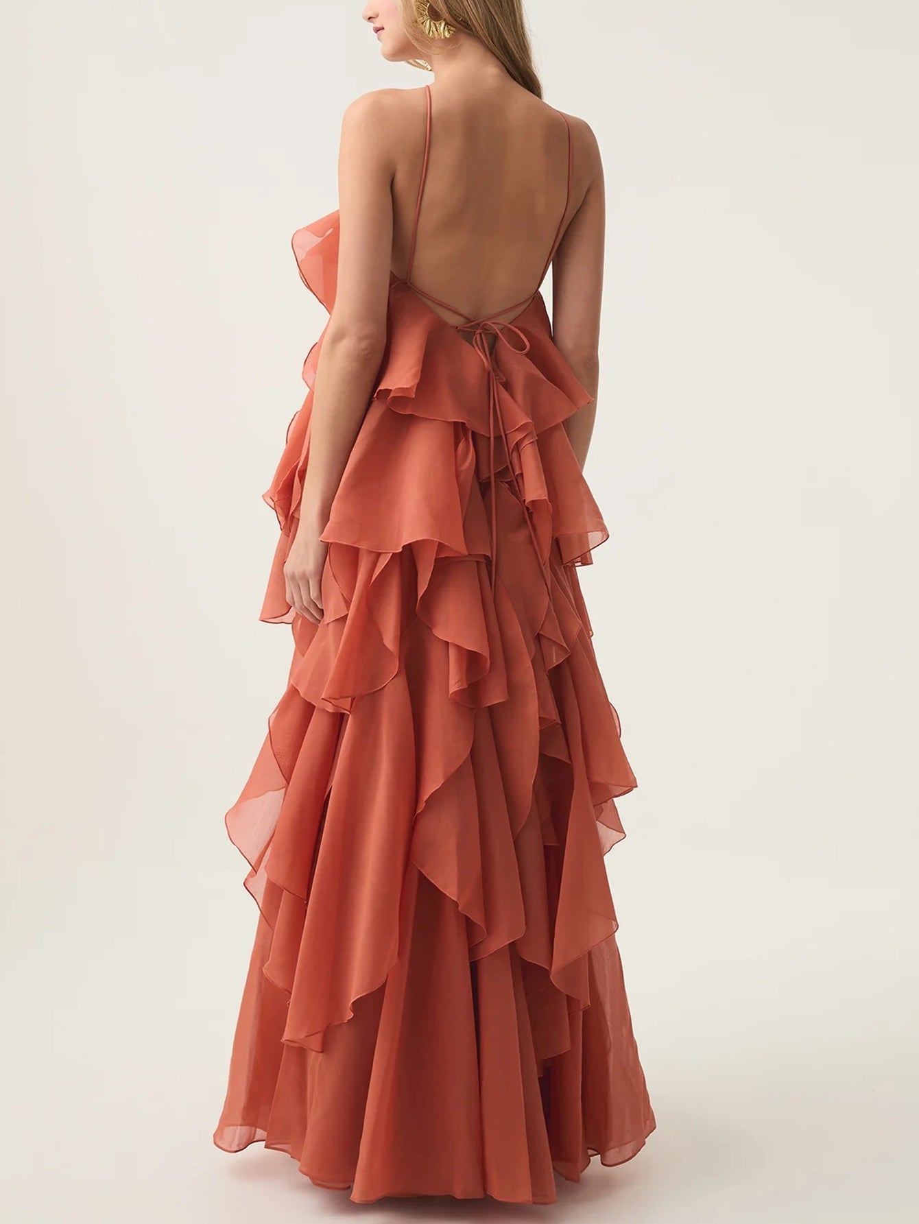 Delicate and Elegant Ruffled Evening Gown