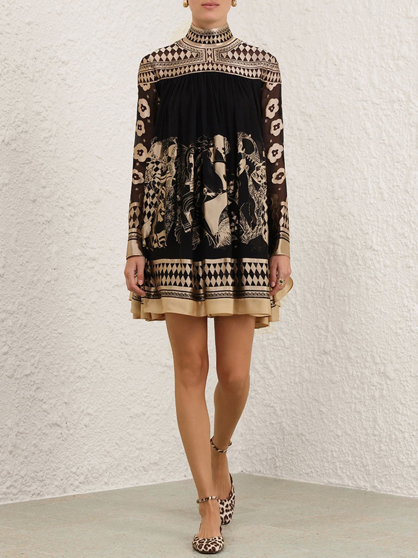 Bohemian Print High-Low Hem Dress