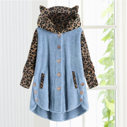 Leopard Patchwork Cat Ears Coat