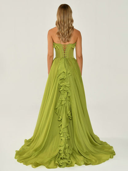 Chiffon Ruffle Gown - Elegant Evening Gown