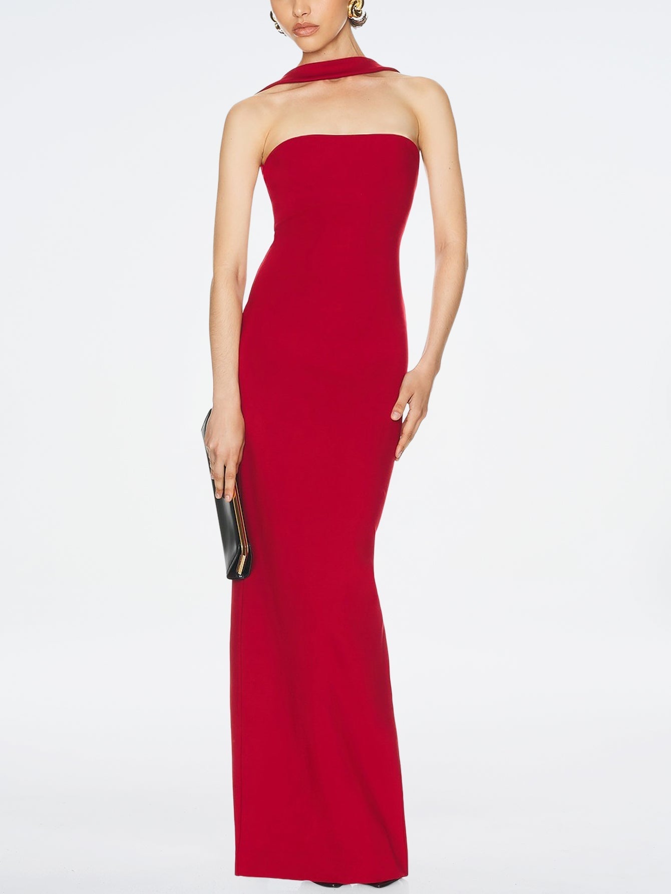 Strapless Side Split Evening Gown