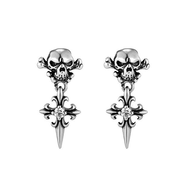 Zirconia Skull Earrings