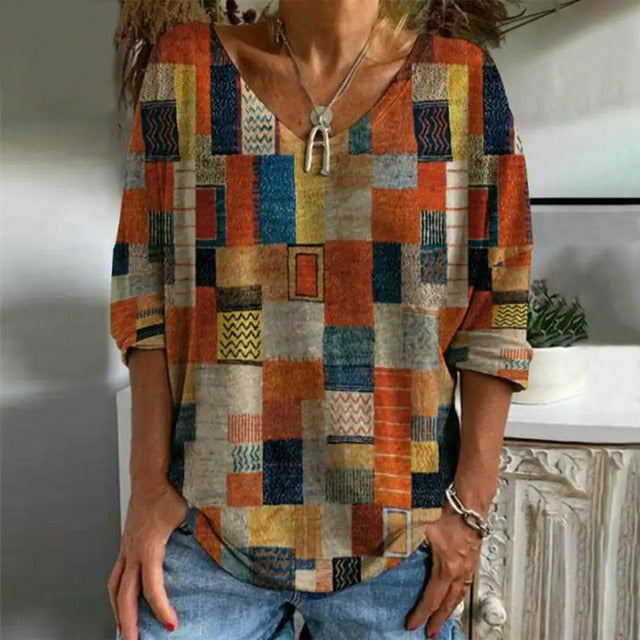 Vintage Plaid Print T-Shirt