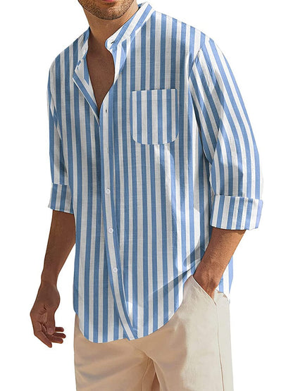 Cotton Linen Beach Button Down Shirt with Pocket (US Only)