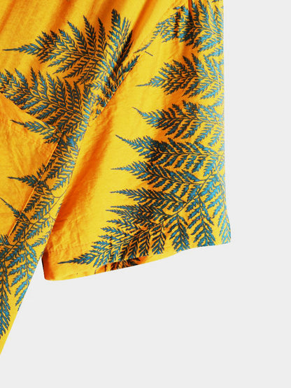 Shirts and Swim Shorts with Tropical Plant Print