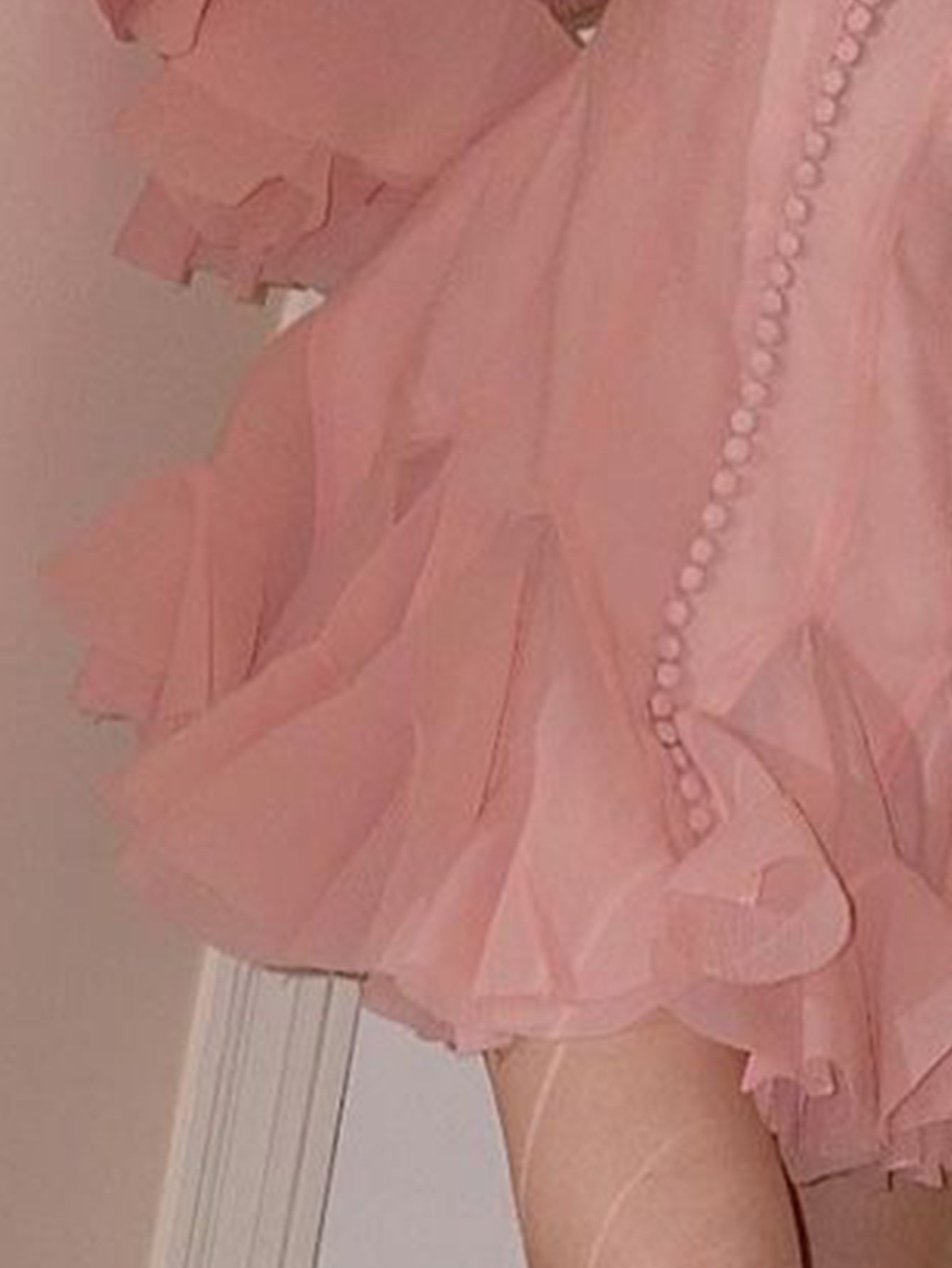 Chic Pink Ruffle Mini Dress with Long Sleeves - Perfect for Cocktail Parties