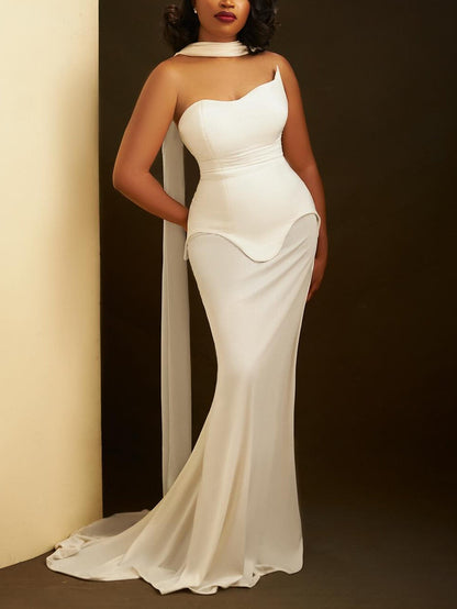 One Shoulder Elegant Corset Gown