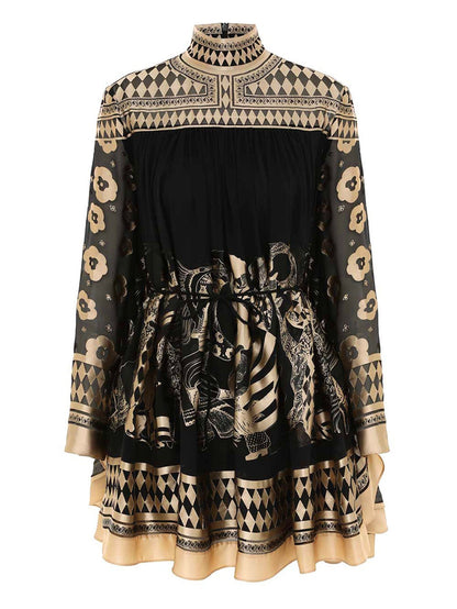 Bohemian Print High-Low Hem Dress