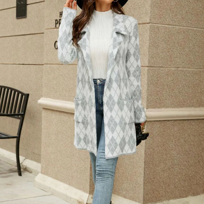 Casual Geometric Knit Coat