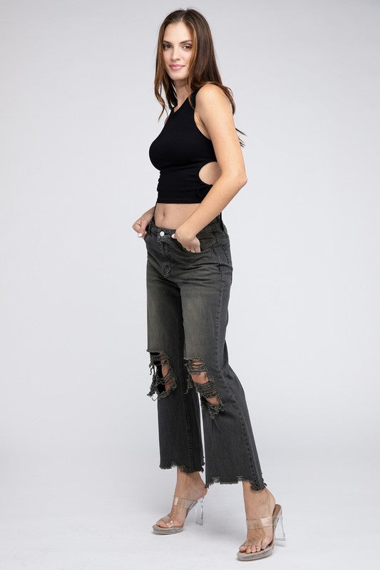 MIA DISTRESSED VINTAGE WIDE LEG PANTS