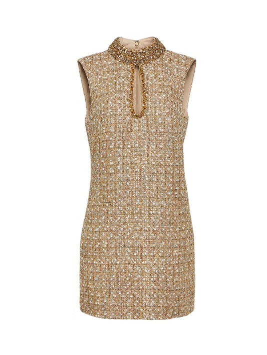 Beaded Tweed Mini Dress