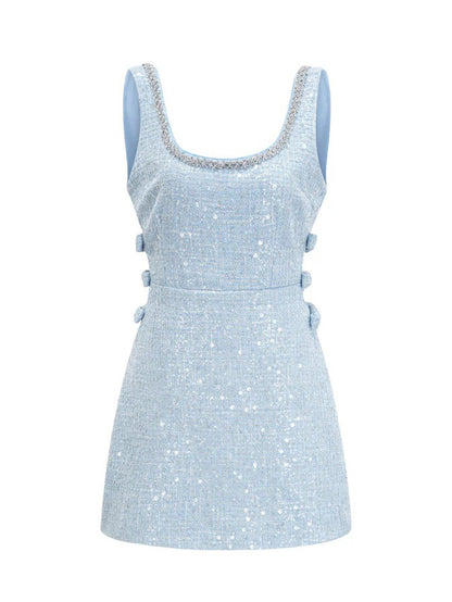 Sequined Mini Dress with Bow Details