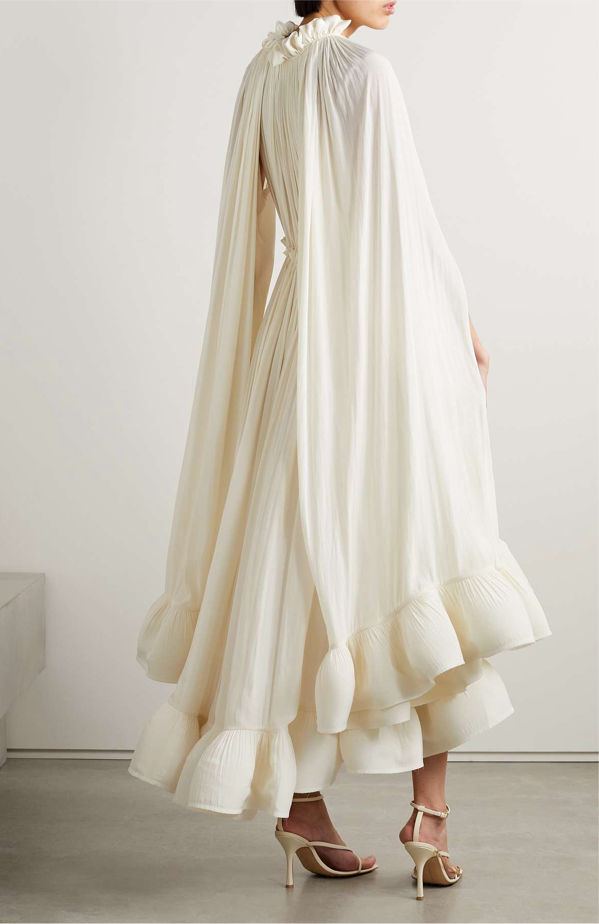 Cape-Back Pleated Gown - Timeless Elegance