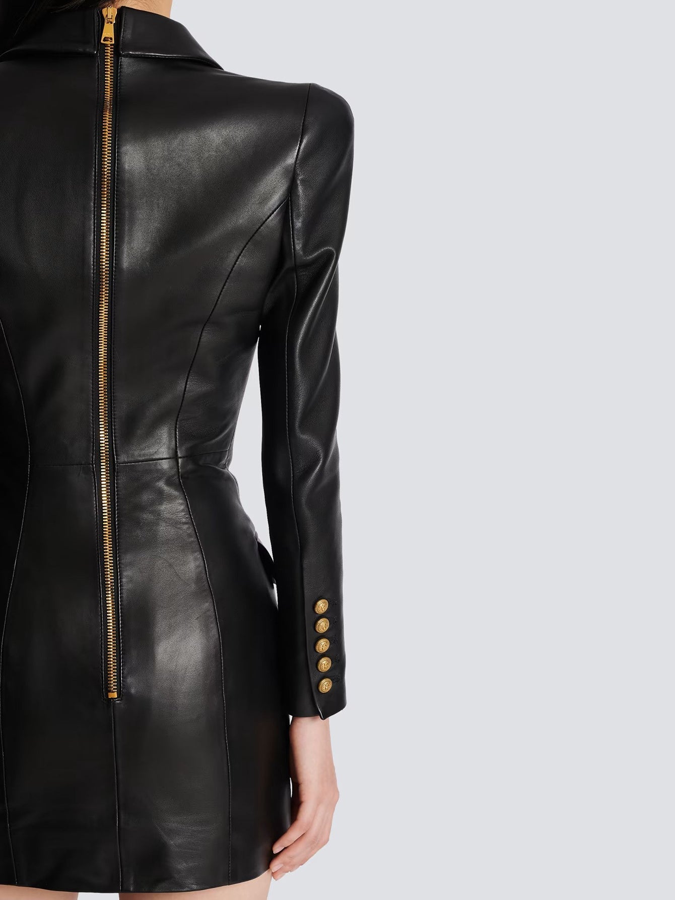 Leather Double-Breasted Blazer Dress