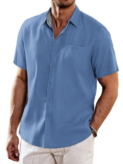 Casual Unique Collar Cotton Linen Shirt (US Only)