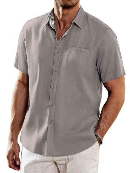 Casual Unique Collar Cotton Linen Shirt (US Only)