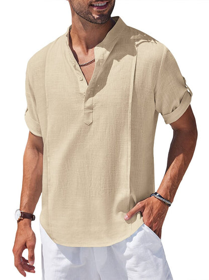 Soft Linen Blend Henley Shirt (US Only)