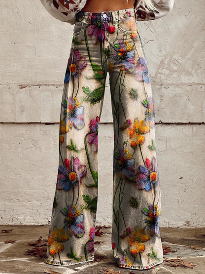 Joanna - Floral Bootcut Trousers