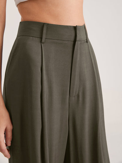 Oversized High Waisted Pleat Front Trousers