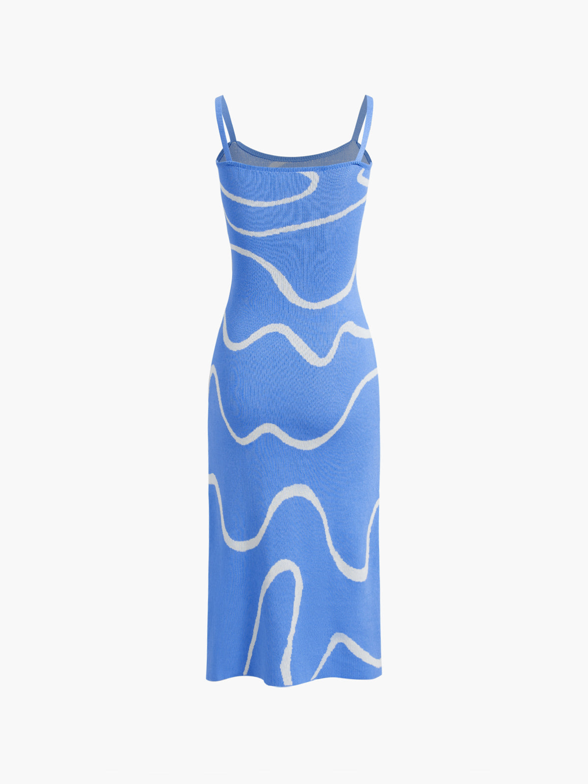 Wavy Print Strap Midi Dress