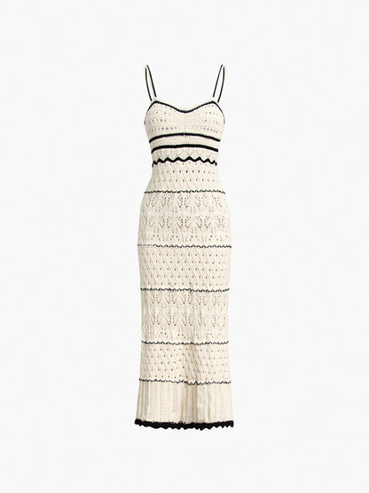 Paros Crochet Eyelet See Through Midi Dress