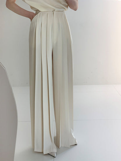 Pleated High Waist Wide Leg Pants