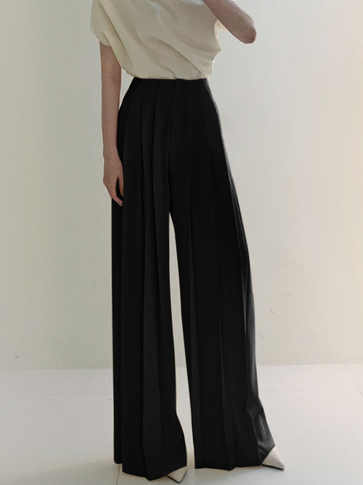 Pleated High Waist Wide Leg Pants