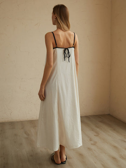 Minimalism Contrast Trim Long Dress