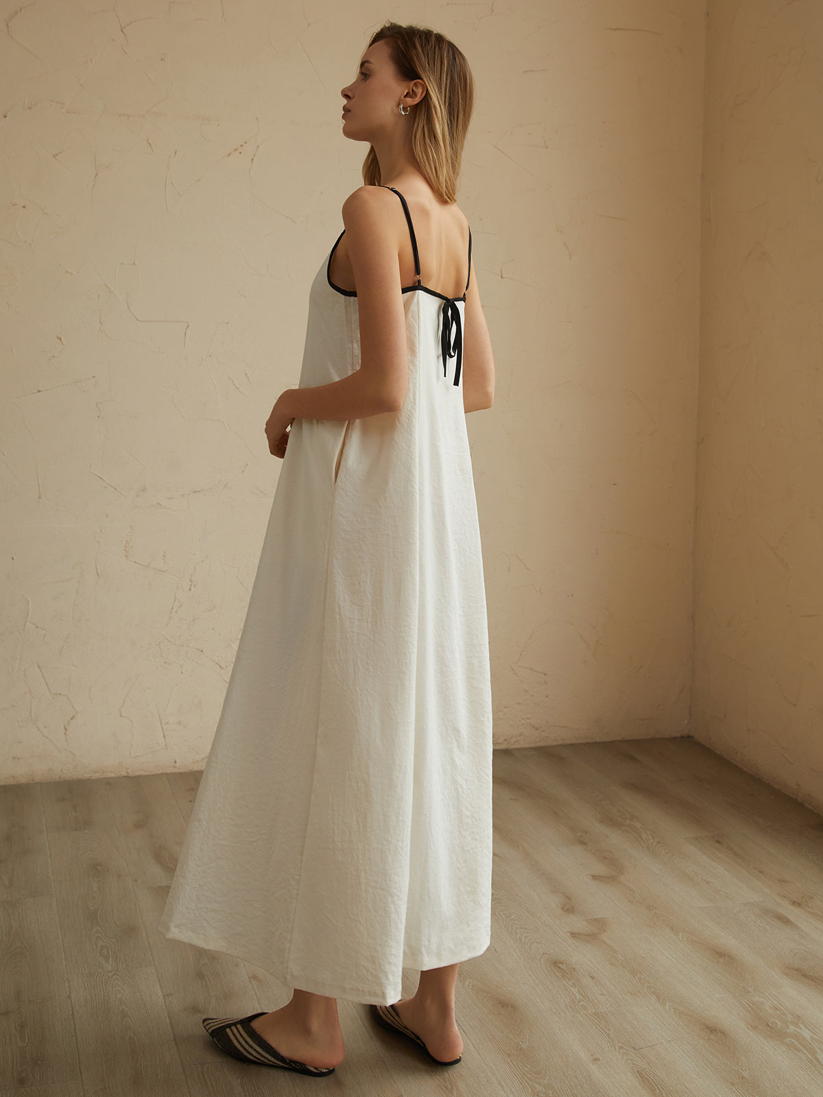 Minimalism Contrast Trim Long Dress