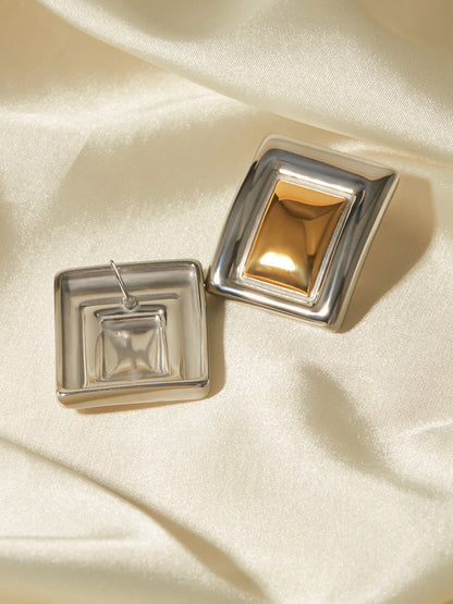 Two Tone Rectangular Earrings