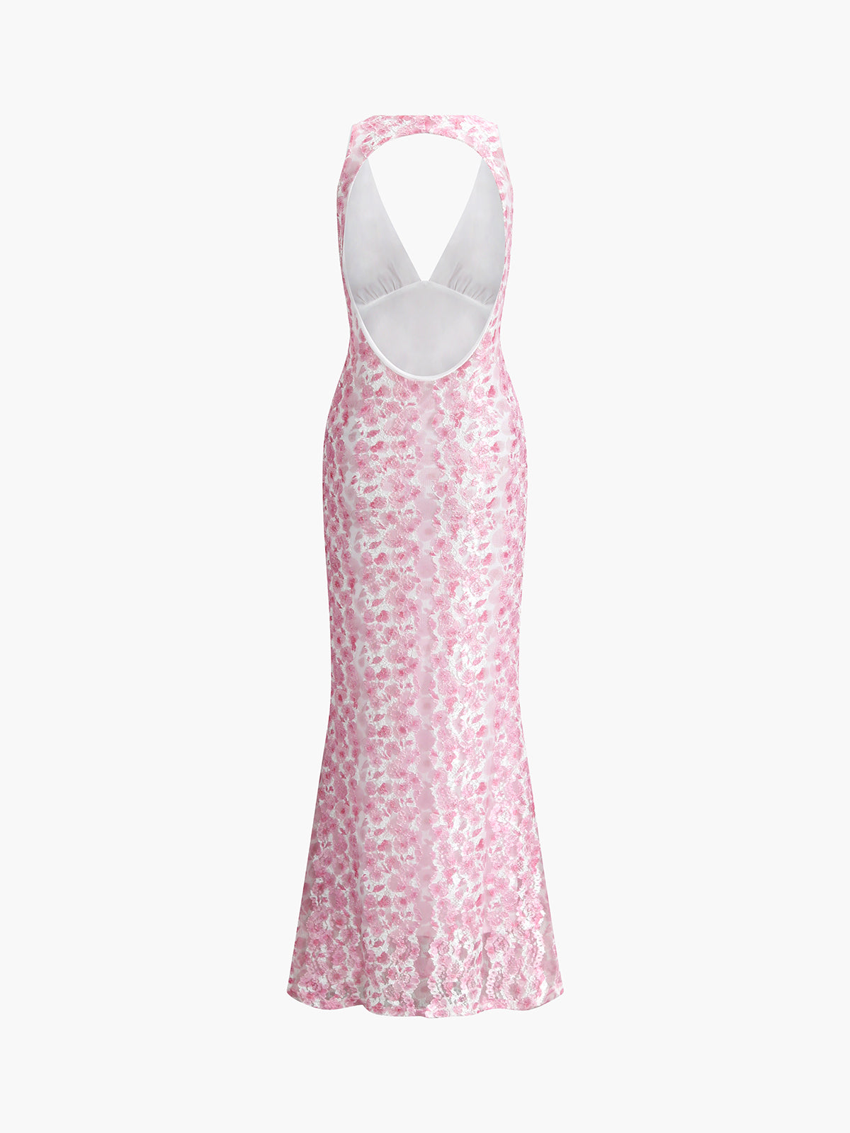 Cherry Blossom Halter Backless Long Dress