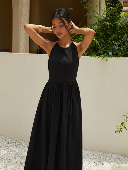 Solid Halter Long Dress