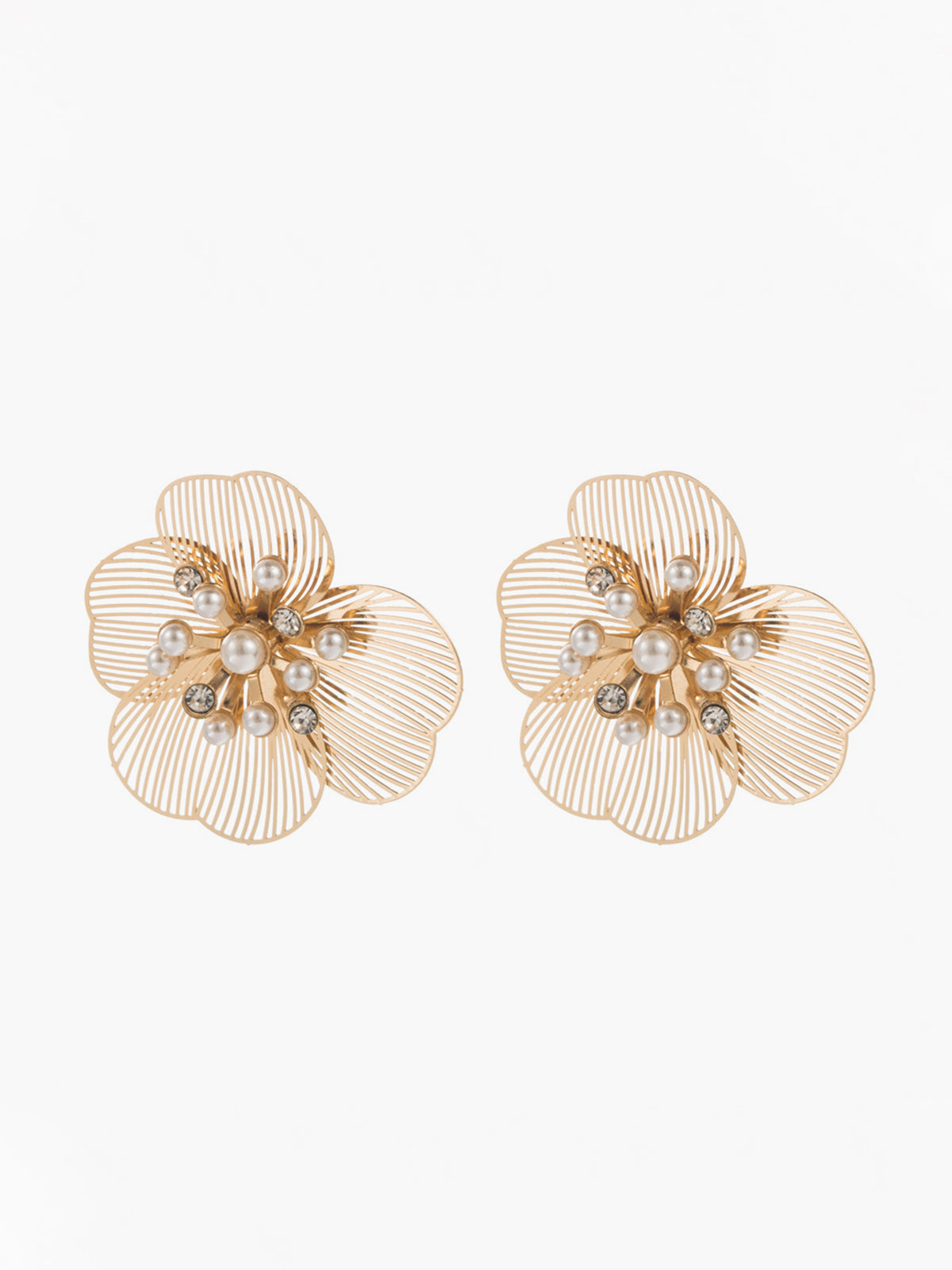 Pearl Etched Flower Earrings