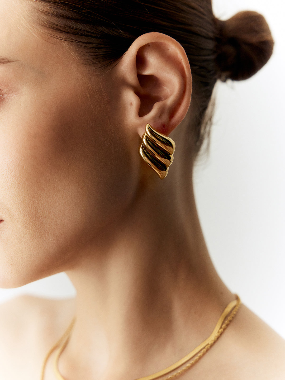 Metal Wind Geometry Three Layer Wing Earrings