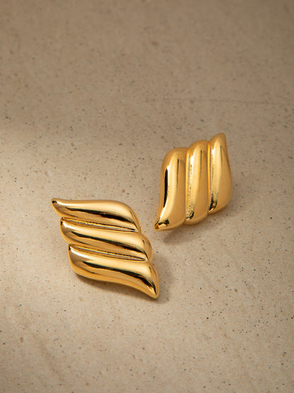 Metal Wind Geometry Three Layer Wing Earrings