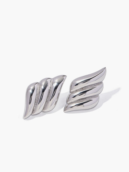 Metal Wind Geometry Three Layer Wing Earrings