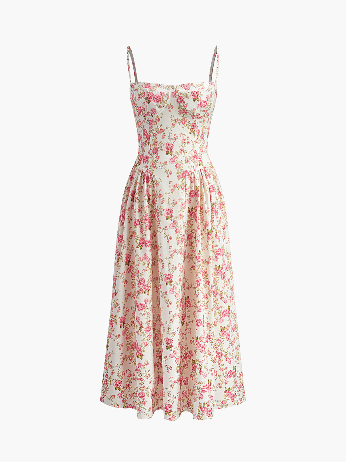 Square Neck Zipper Floral Dress