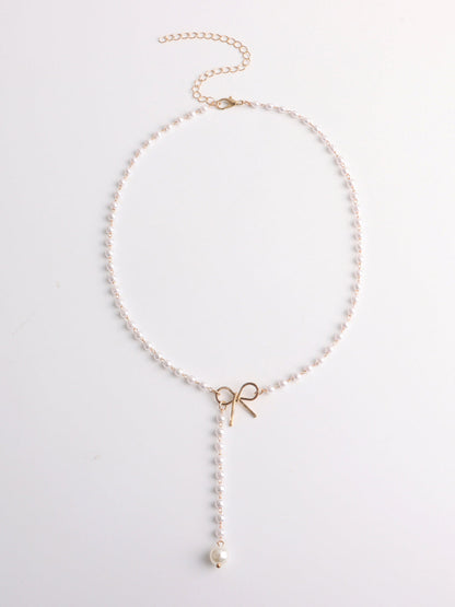 Pearl Bow Knot Pendant Necklace