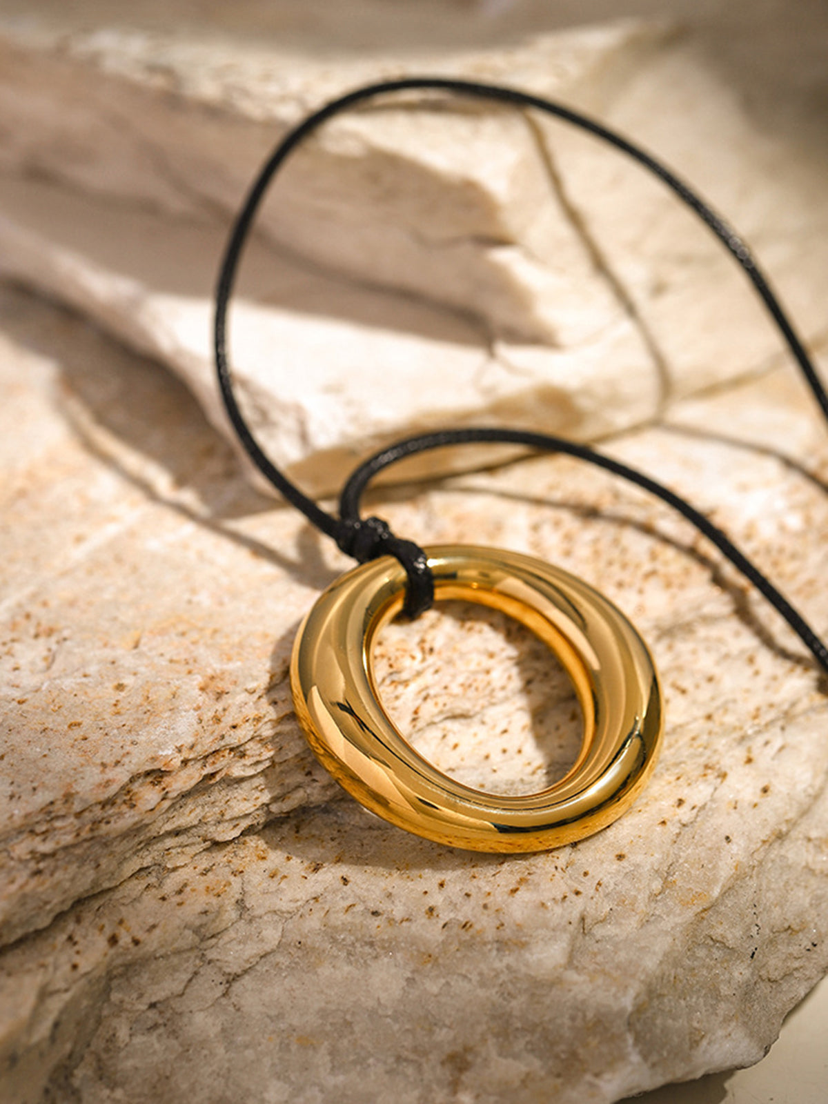 Golden Round Pendant Necklace