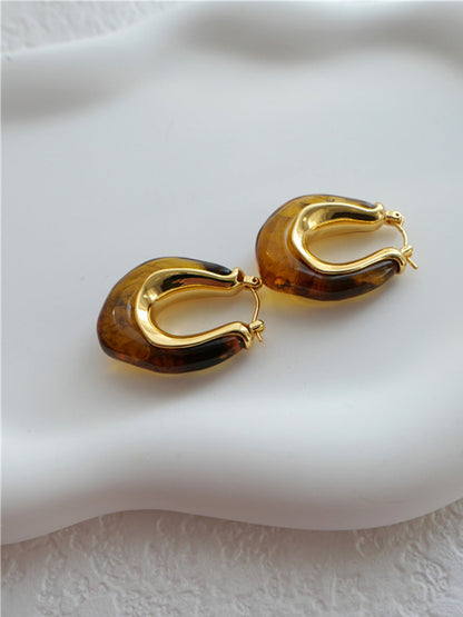 Golden Embrace Amber Hoop Earrings