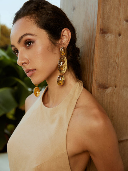 Golden Cascade Textured Earrings