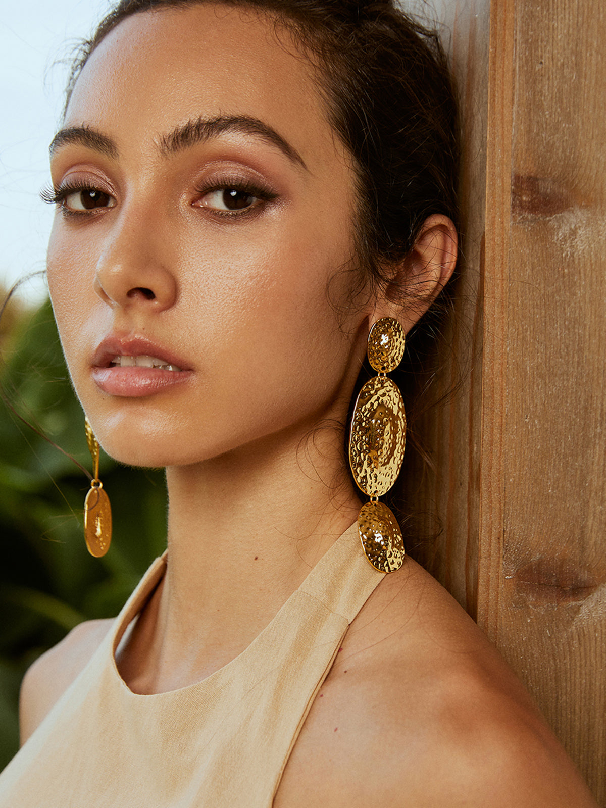 Golden Cascade Textured Earrings