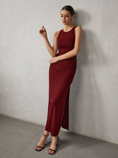 Side Split Backless Long Dress