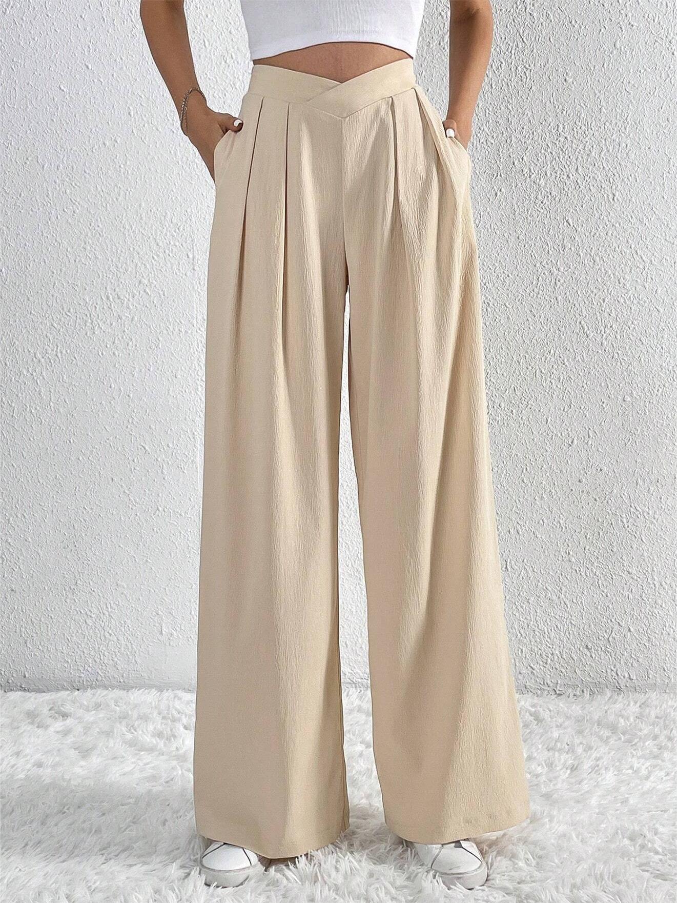 Casual Pleated Wide Leg Pants