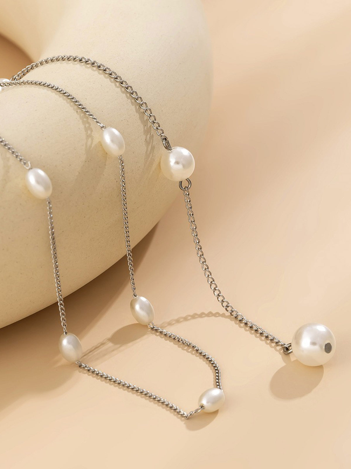 Imitation Pearl Tassel Necklace