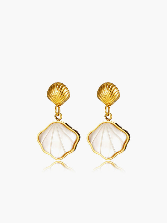 Pearl Seashell Golden Earrings